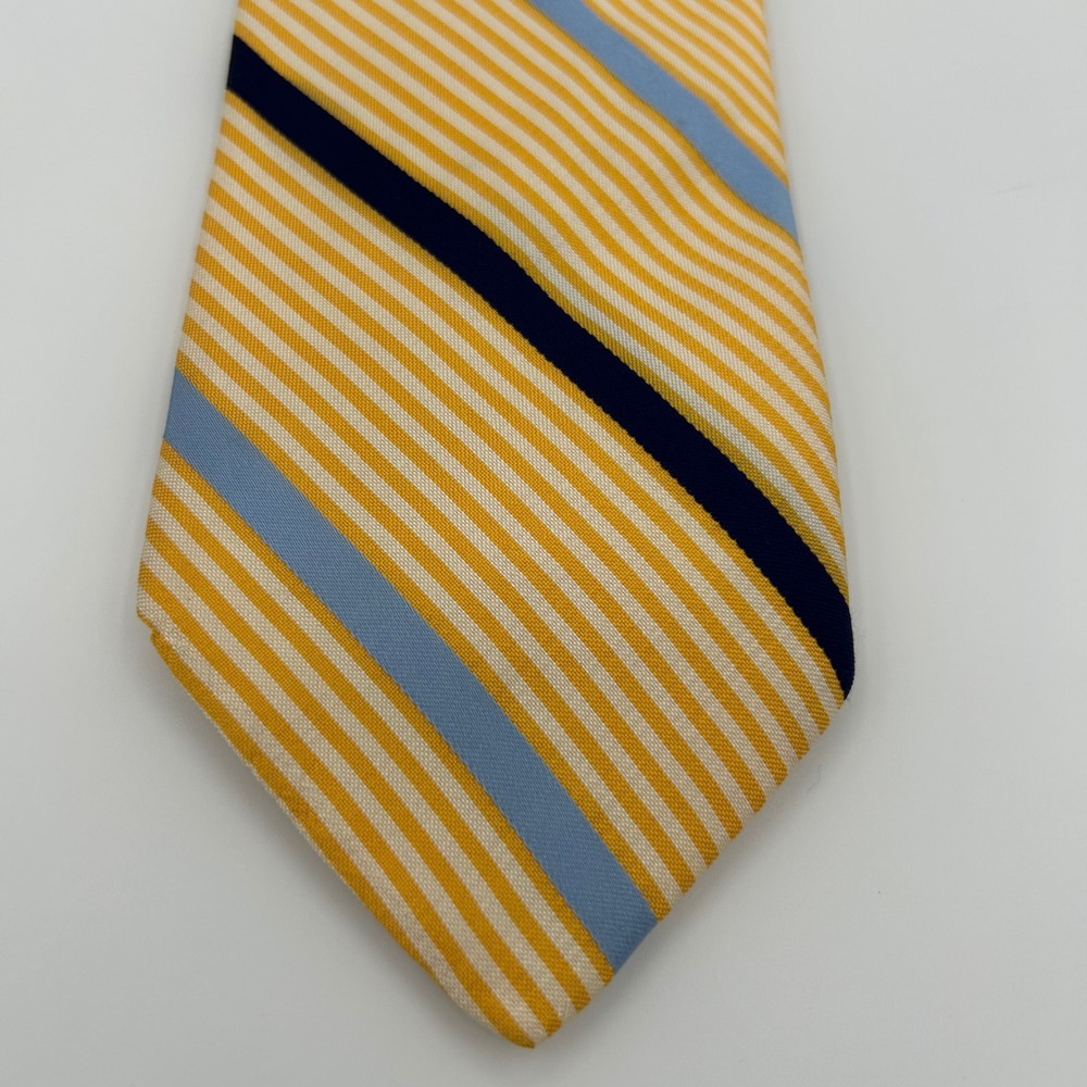 Brooks Brothers Tie Makers Mens OS Yellow Silk Repp Stripe Preppy Professional
